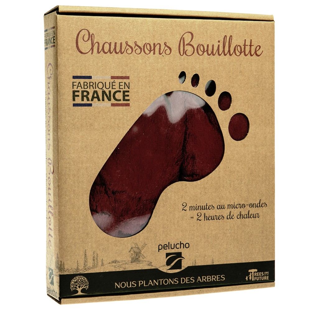 Pelucho - Chaussons Chauffants - Bien-Être, Chaleur Et Douceur - Bouillotte Sèche Micro-Ondable - Grains De Blé Et Fleurs De Lavande - Fabriqué En France