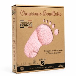 Chaussons chauffants rose paillette| Pelucho, vos bouillottes françaises